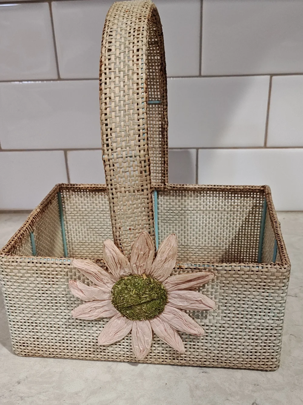 Cottagecore Boho Set of 3 Floral Woven Easter Baskets - Pastel Pink, Mint, Beige